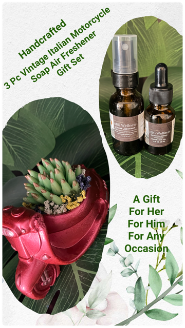 3 Pc Cactus Succulent Vintage Italian Motorcycle Aromatherapy Soap Home Fragrance Decor Art Gift Set "Made To Order" A Gift For Any Occasion