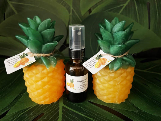 3 Pc Aromatherapy Decorative Pineapple Soap Air Freshener & Misting Spray Gift Set,  “MADE TO ORDER” Gift for Her, Birthday, Mother's Day,  Housewarming Gift