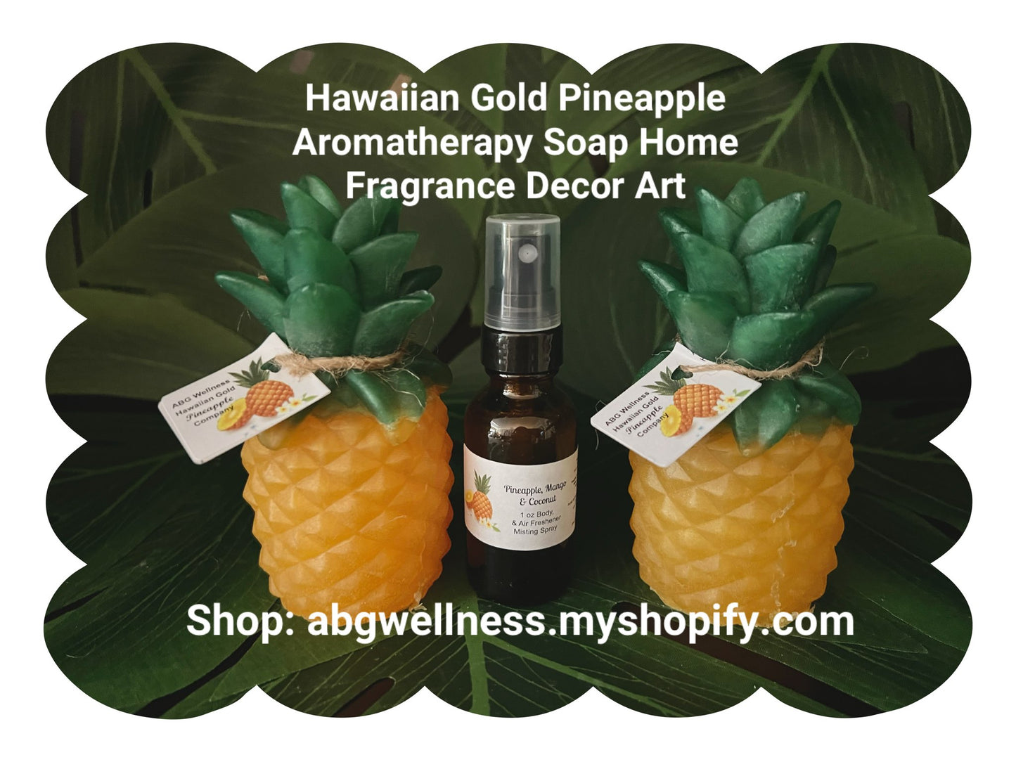 3 Pc Aromatherapy Decorative Hawaiian Pineapple Soap Home Fragrance Decor Art Gift Set, “MADE TO ORDER” Gift for Her, Birthday, Mother's Day,  Housewarming Gift
