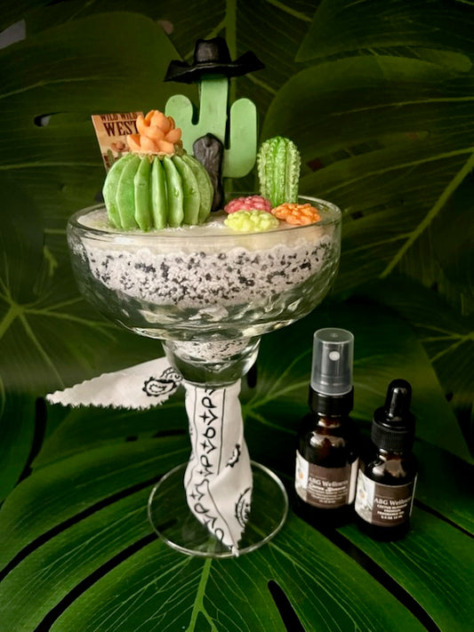 3 Pc Cactus Succulent Wild West Outlaw Margarita Glass Aromatherapy Soap Home Fragrance Decor Art Gift Set “MADE TO ORDER” A Gift For Any Occasion