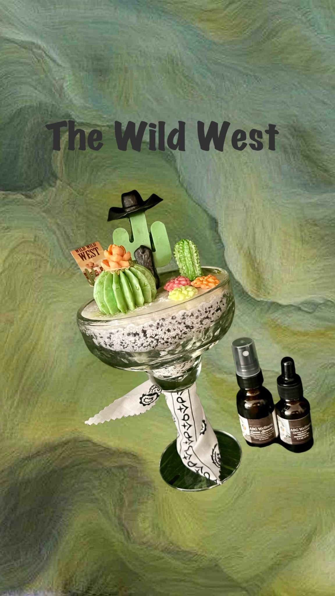 3 Pc Cactus Succulent Wild West Outlaw Margarita Glass Aromatherapy Soap Home Fragrance Decor Art Gift Set “MADE TO ORDER” A Gift For Any Occasion