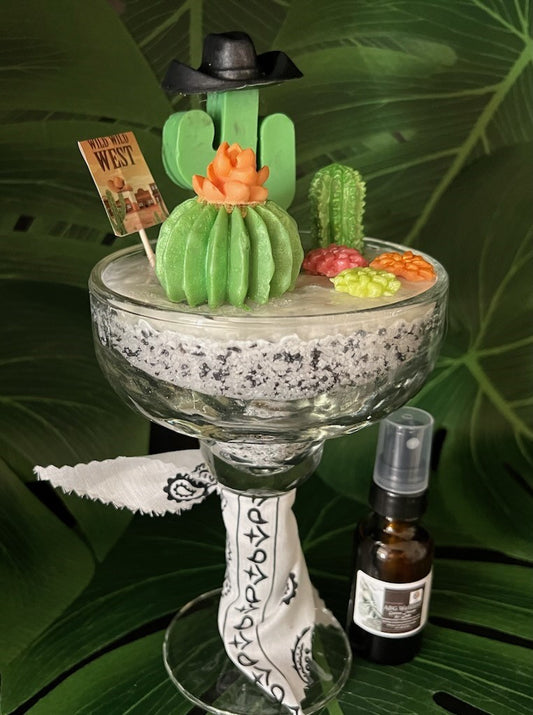 3 Pc Classic Wild West Outlaw Margarita Glass Soap Air Freshener, Essential Oil and Misting Spray Gift Sets  “MADE TO ORDER”