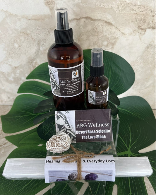 Raise Your Vibrations Rose & Jasmine Aromatherapy Gift Set (4 piece set)   “MADE TO ORDER”